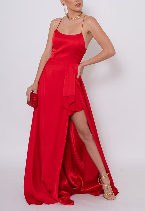 Vestido Lorrane longo Powerlook - vermelho