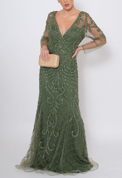 Vestido Ester longo Powerlook - verde
