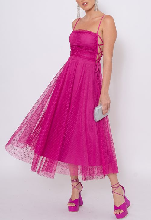 Vestido Isabela midi Powerlook - rosa pink