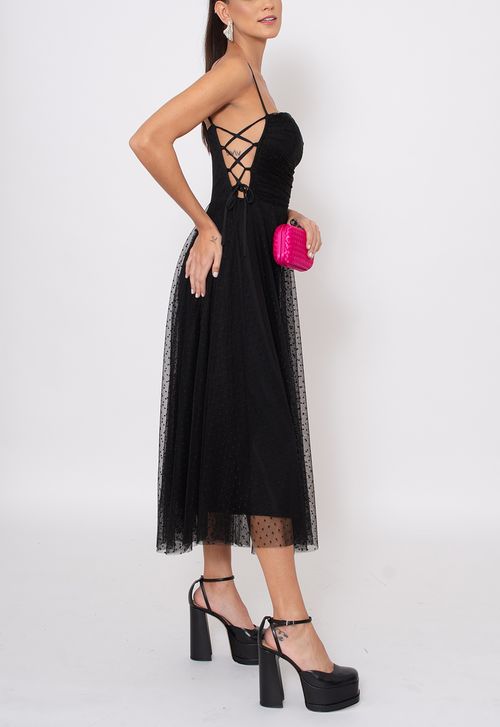 Vestido Isabela midi Powerlook - preto (disponível apenas nas lojas Niterói, Freguesia e Itaipava)