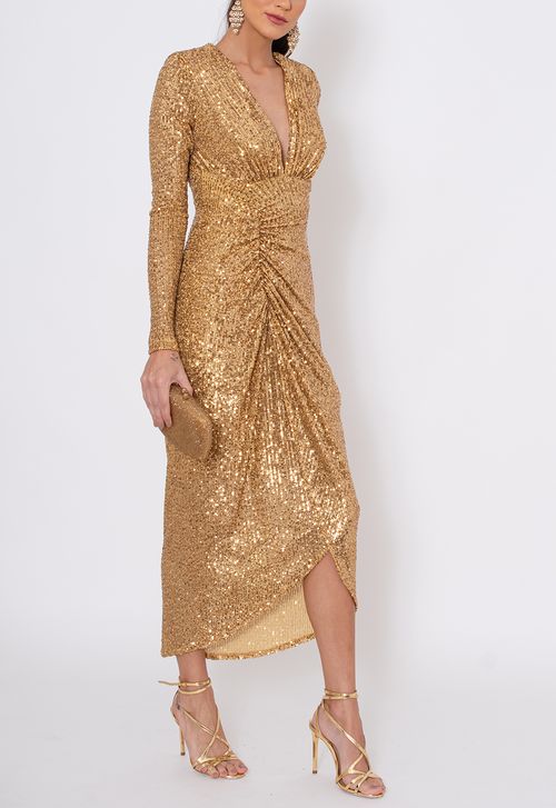 Vestido Angelo midi Amissima - dourado