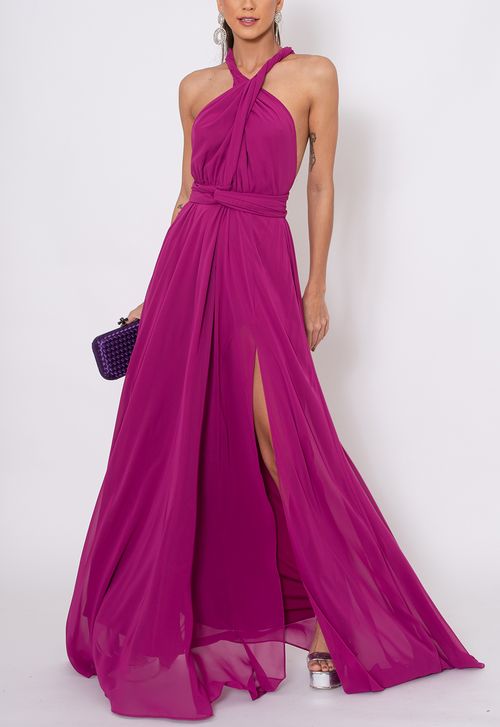 Vestido Sante longo Powerlook - rosa fúcsia