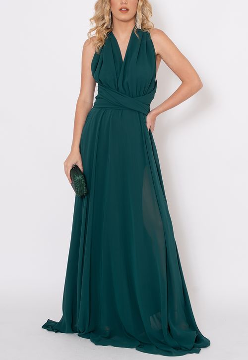Vestido Sante longo Powerlook - verde musgo