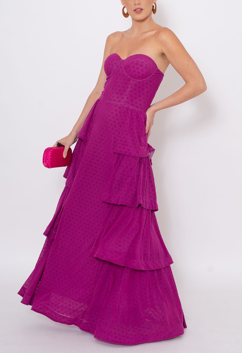 VESTIDO STRAPLESS MAXI – PINK FLAMINGO