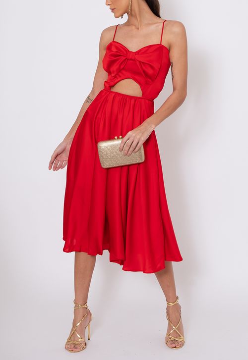 Vestido Luly midi Powerlook - vermelho