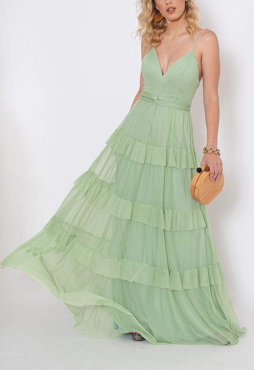 Vestido Fiorela longo Powerlook - verde oliva
