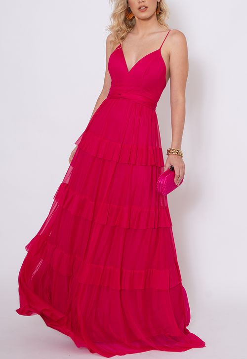 Vestido Fiorela longo Powerlook - rosa
