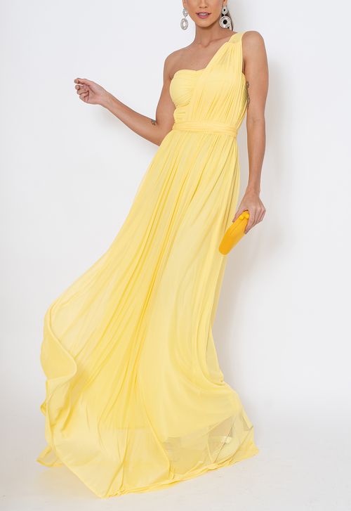 Vestido Max longo Powerlook - amarelo