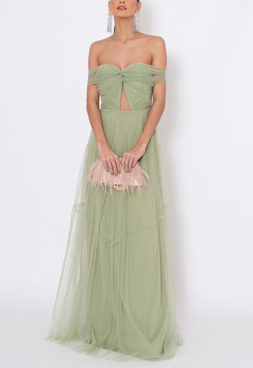 Vestido Maximus longo Powerlook - verde oliva