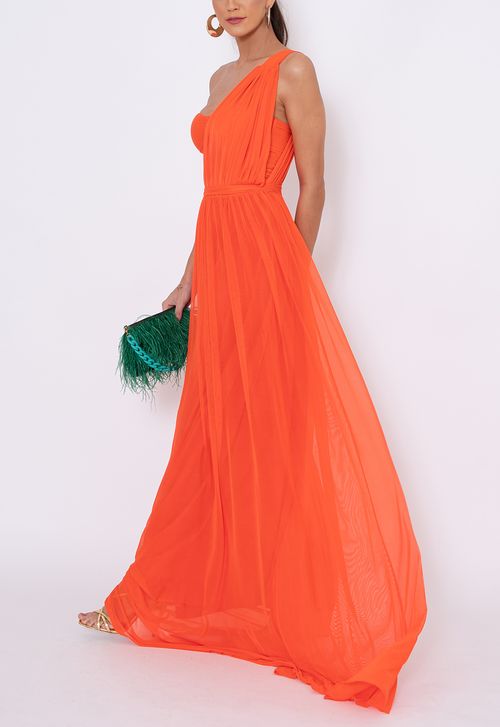 Vestido Max longo Powerlook - laranja