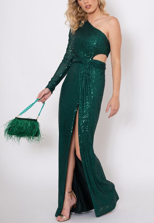 Vestido Luiza longo Powerlook - verde bandeira