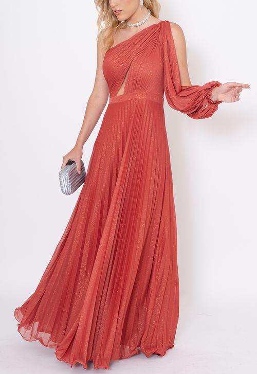 Vestido Priscila longo Powerlook - terracota