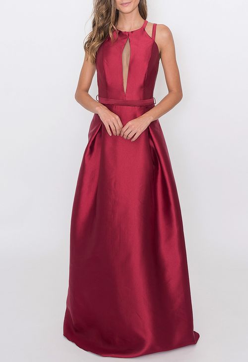 Vestido Cuba longo Powerlook - vermelho marsala (disponível apenas na loja Freguesia)
