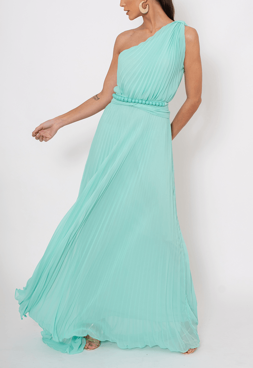 Vestido Lita longo Powerlook - Verde Ciano
