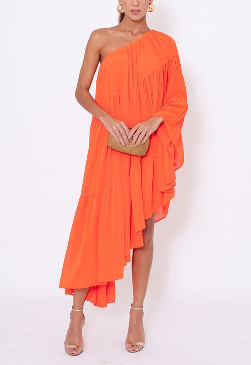 Vestido Anjo midi Powerlook - laranja