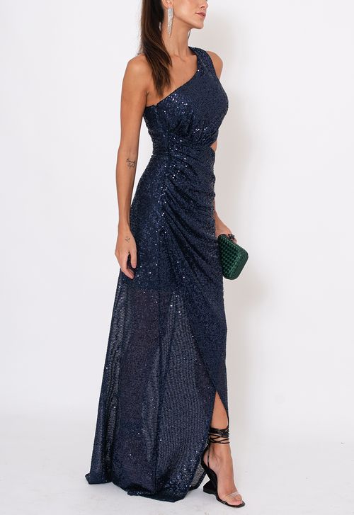 Vestido Angelino longo Powerlook - azul marinho