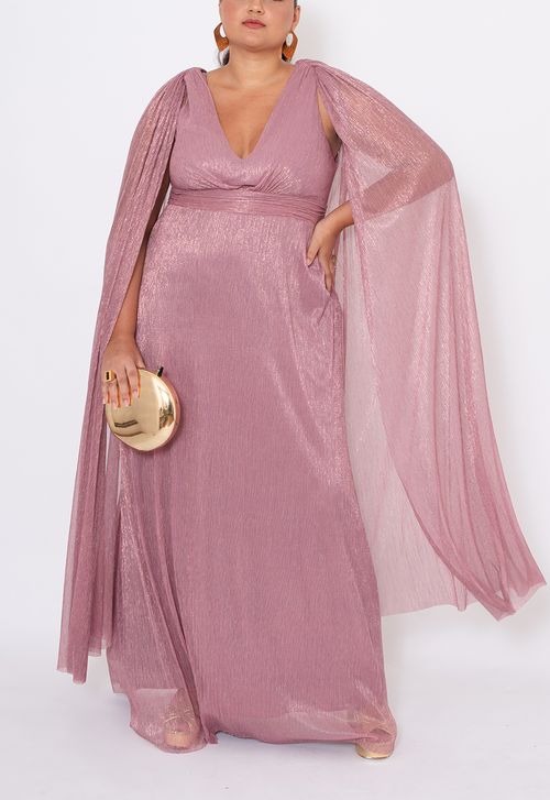 Vestido Rione longo Powerlook - rosa chá