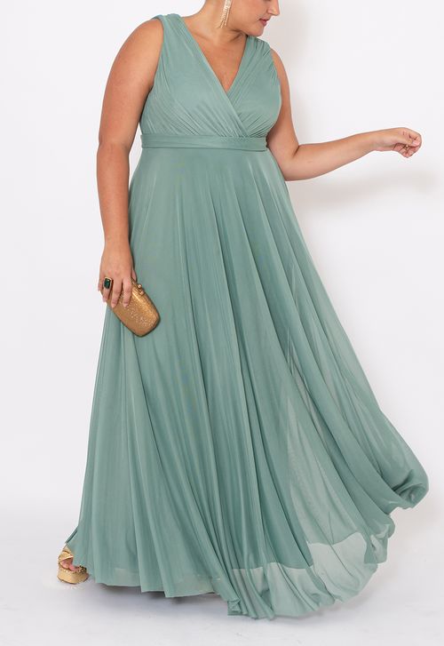 Vestido Rosalva longo Powerlook - verde oliva