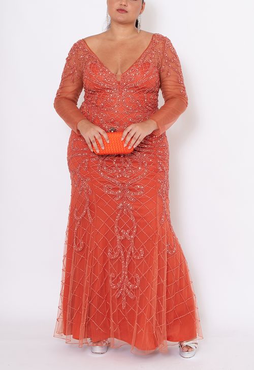 Vestido Ester longo Powerlook - terracota