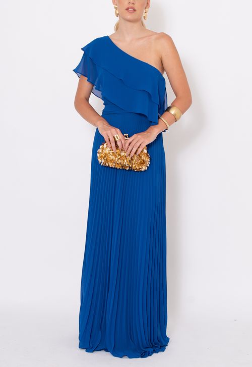 Vestido Delta longo Powerlook - azul bic