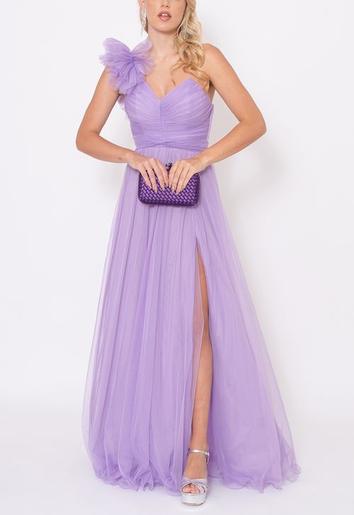 Vestido Flor Liz longo Powerlook - lavanda