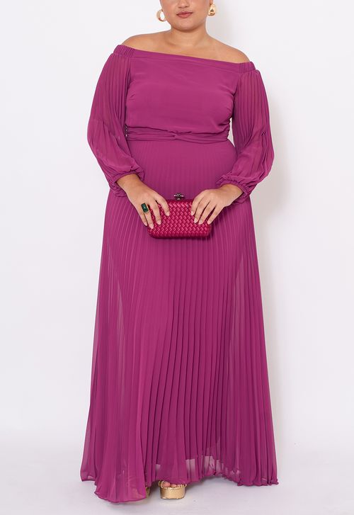 Vestido Tavares longo Powerlook - rosa fúcsia
