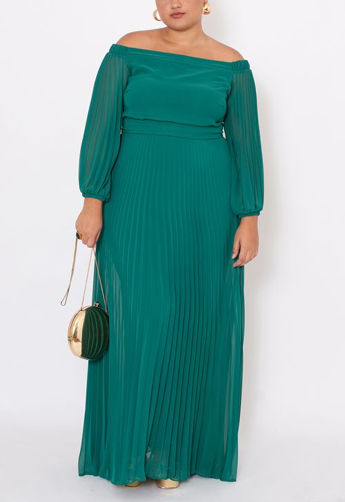 Vestido Tavares longo Powerlook - verde bandeira