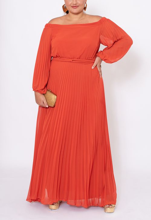 Vestido Tavares longo Powerlook - terracota