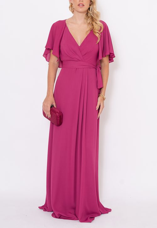 Vestido Nizia longo Powerlook - rosa fúcsia