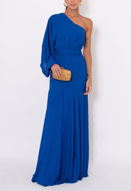 Vestido Marilene longo Powerlook - azul bic