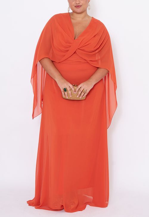 Vestido Denise longo Powerlook - terracota