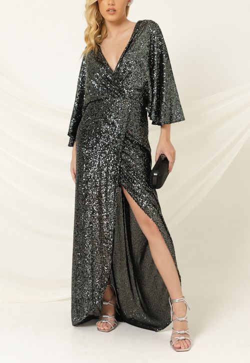 Vestido Vani longo Powerlook - chumbo