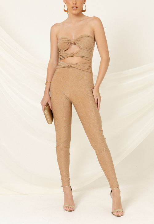 Macacão Chandelle longo Powerlook - dourado