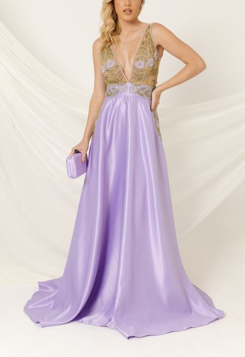 Vestido Calêndula longo Powerlook - lilás