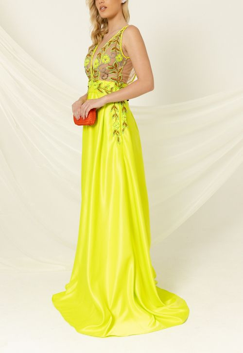 Vestido Calêndula longo Powerlook - verde lima