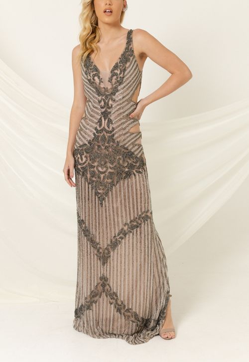 Vestido Lelis longo Powerlook - nude
