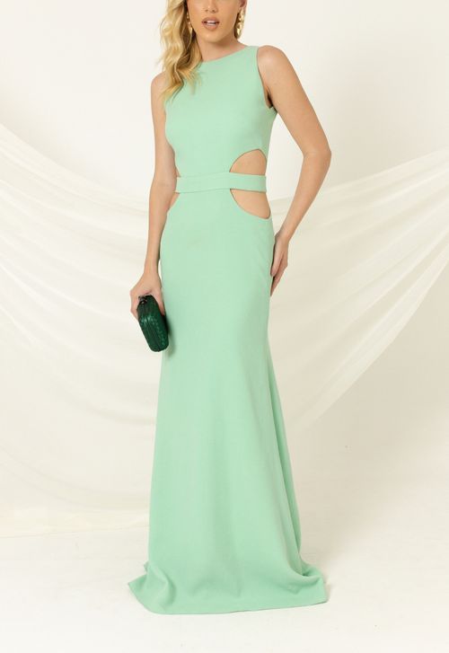 Vestido Marisol longo Marcelo Quadros - verde menta