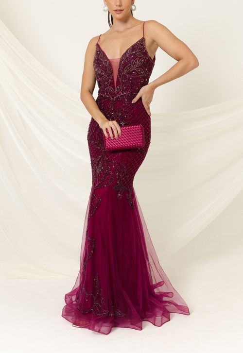 Vestido Malbec longo Powerlook - roxo uva