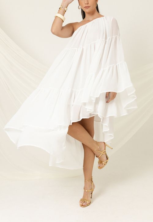 Vestido Anjo midi Powerlook - branco (disponível apenas na loja Freguesia)