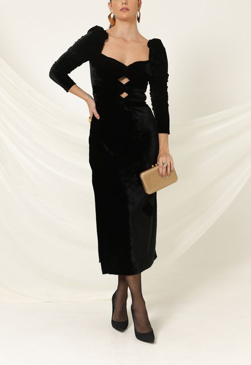 Vestido Isabelita midi Powerlook - preto