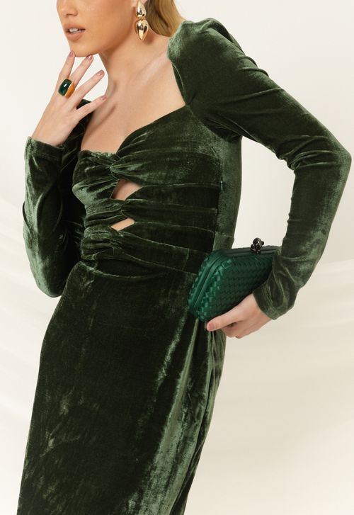 Vestido Isabelita midi Powerlook - verde musgo