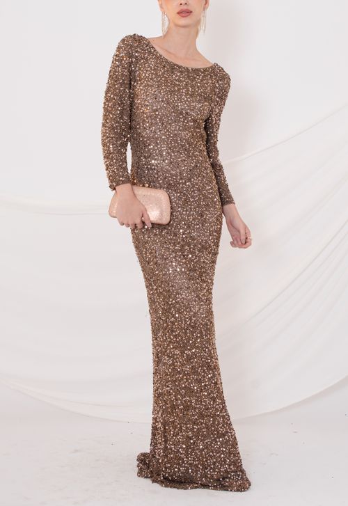 Vestido Chile longo Powerlook - dourado