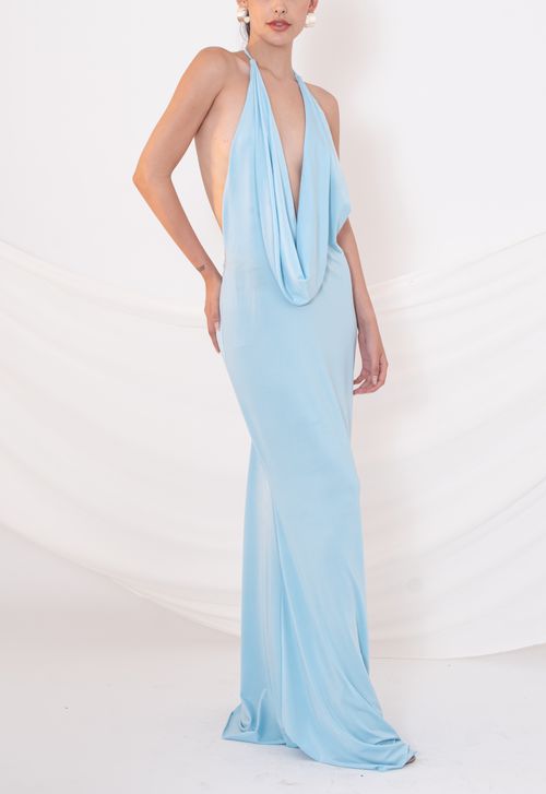 Vestido Viola longo Powerlook - azul serenity