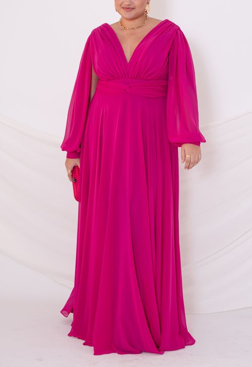 Vestido Narline longo Powerlook - rosa pink (disponível apenas nas lojas Niterói, Freguesia e Itaipava)