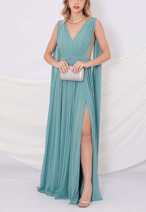Vestido Jubileu longo Powerlook - verde menta (disponível apenas nas lojas Niterói, Freguesia e Itaipava)