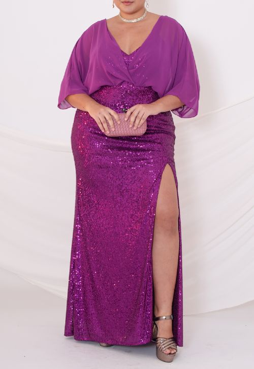 Vestido Leise longo Powerlook - roxo (disponível apenas na loja Niterói)