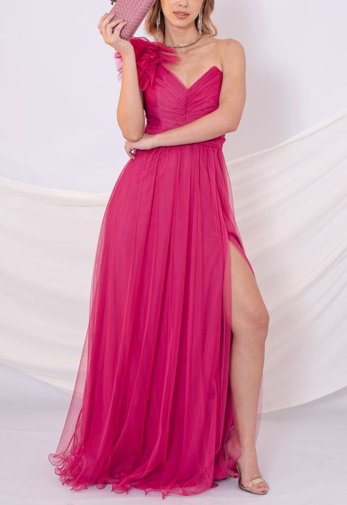Vestido Flor Liz longo Powerlook - pink (disponível apenas nas lojas Niterói, Freguesia e Itaipava)