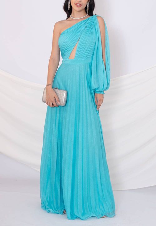 Vestido Priscila longo Powerlook - azul tiffany (disponível apenas nas lojas Freguesia e Itaipava)