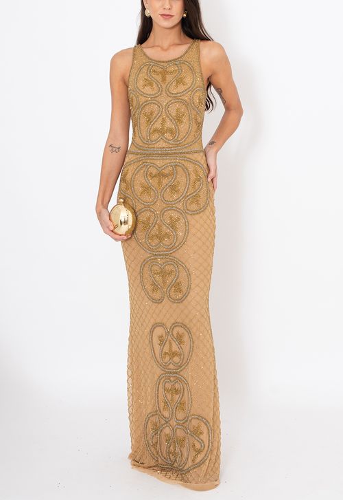 Vestido Darla longo Powerlook - dourado