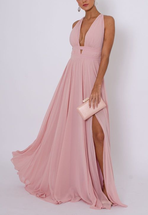 Vestido Merilyn longo Powerlook - rosa chá